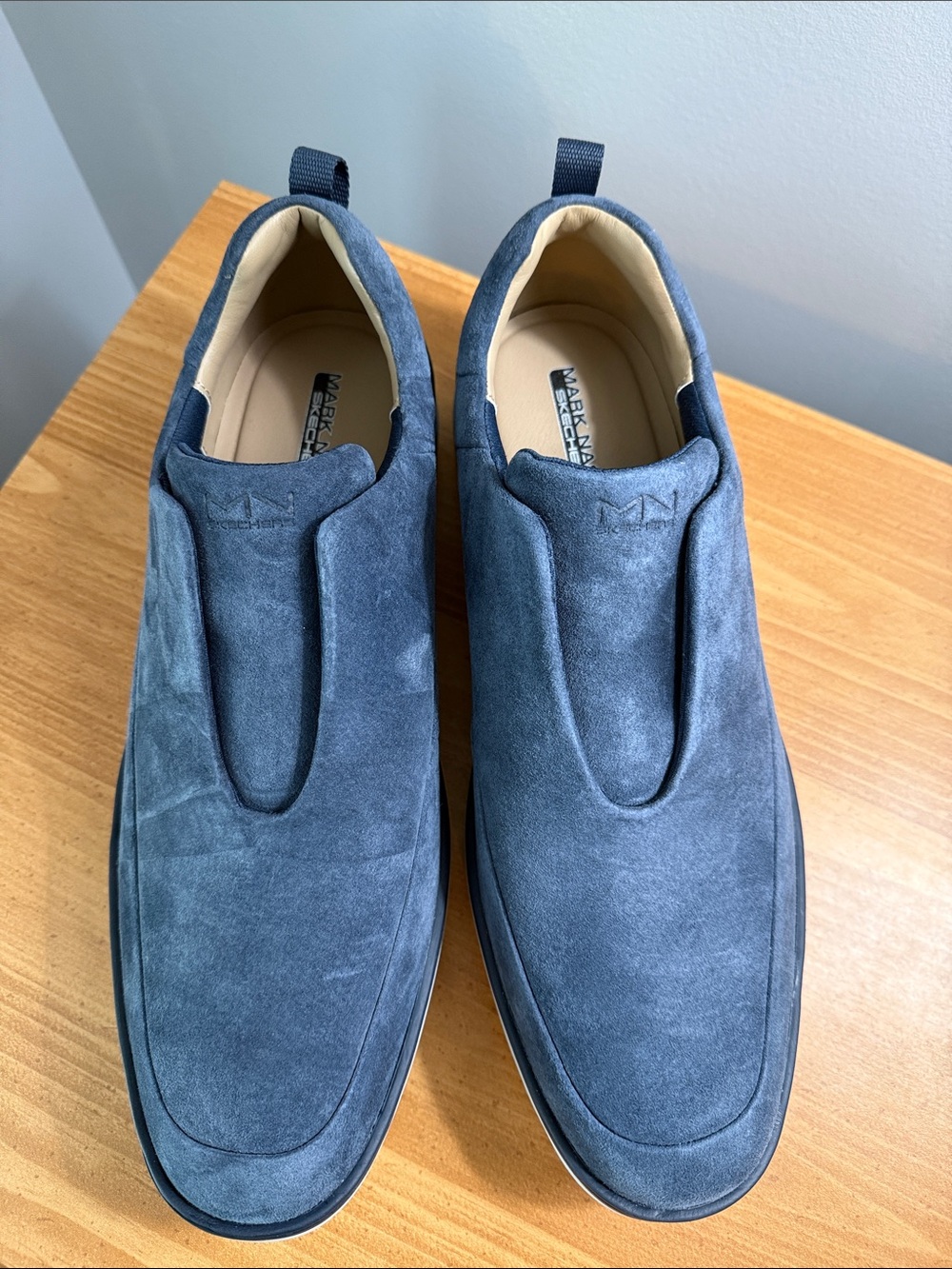 Skechers Men’s Slip-On Suede Loafers in Blue